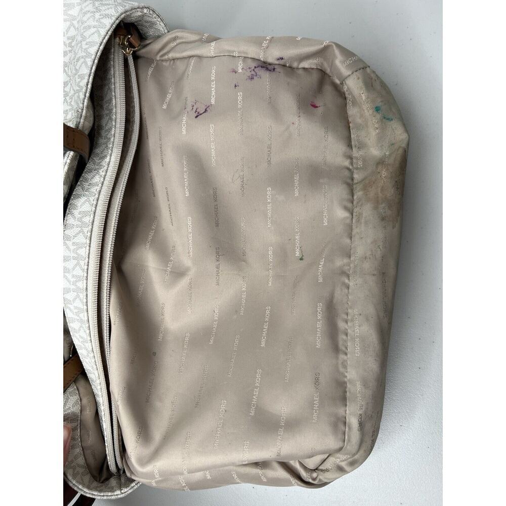 Michael Kors Jet Set Travel Logo Tote White Brown - Picture 12 of 16